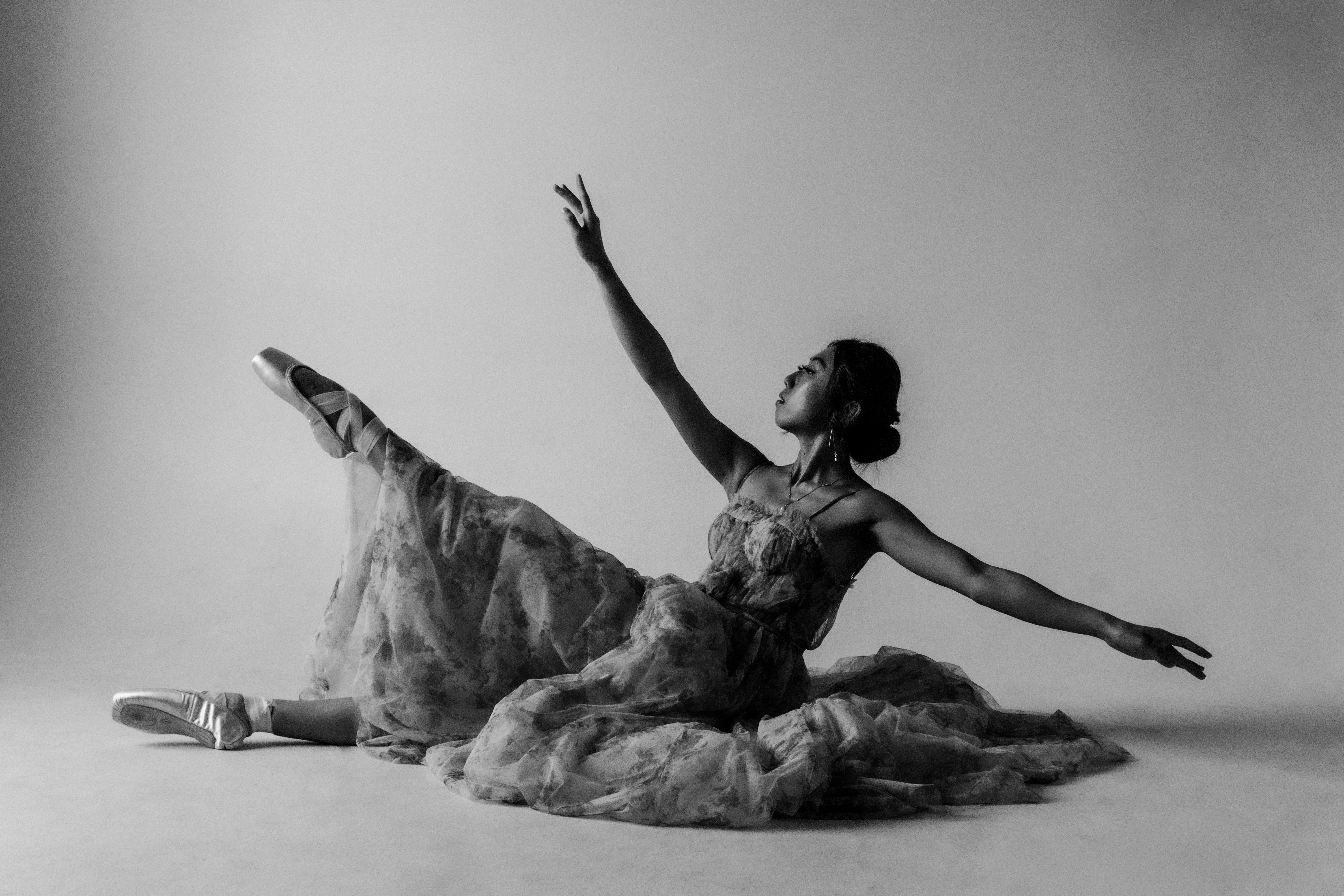 Fashion — Ballerina in a dramatic black and white pose
